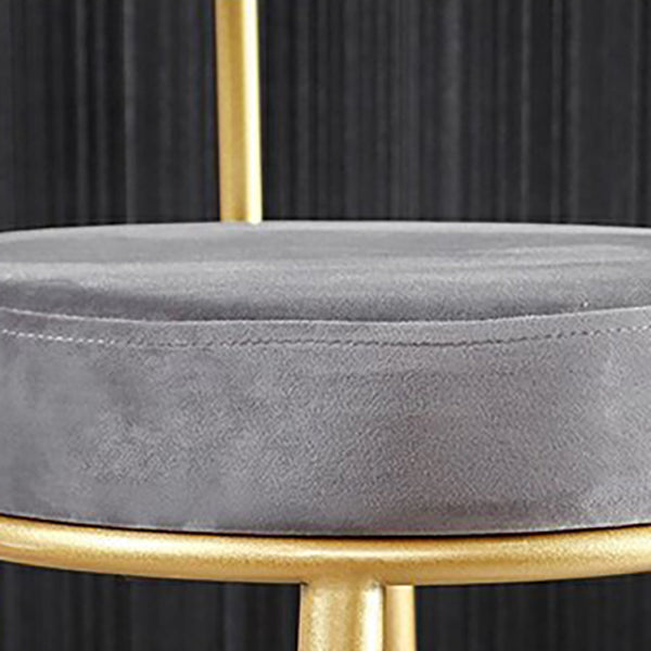 Taburete de bar de metal Glam con respaldo de tela y base dorada