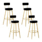 Taburete de bar de metal Glam con respaldo de tela y base dorada