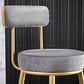 Taburete de bar de metal Glam con respaldo de tela y base dorada