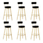 Taburete de bar de metal Glam con respaldo de tela y base dorada