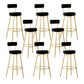 Taburete de bar de metal Glam con respaldo de tela y base dorada