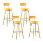 Taburete de bar de metal Glam con respaldo de tela y base dorada