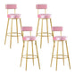 Taburete de bar de metal Glam con respaldo de tela y base dorada