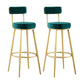 Taburete de bar de metal Glam con respaldo de tela y base dorada