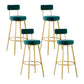 Taburete de bar de metal Glam con respaldo de tela y base dorada