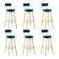Taburete de bar de metal Glam con respaldo de tela y base dorada