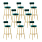 Taburete de bar de metal Glam con respaldo de tela y base dorada