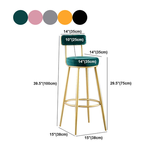 Glam Metal Barhosen -Stoff -Rückenlehneschalterhocker mit goldener Basis