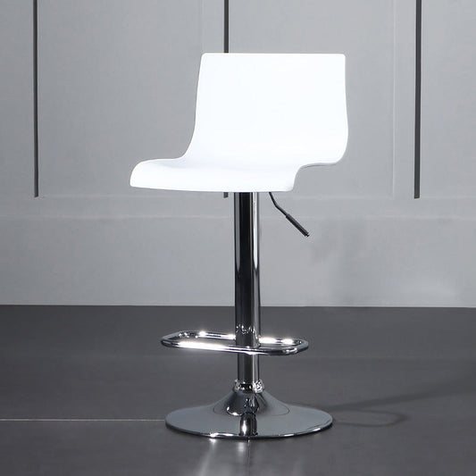 Modern Plastic Low Back Counter Stool Plastic Furniture in Matte Finish Gloss White 1 Piece