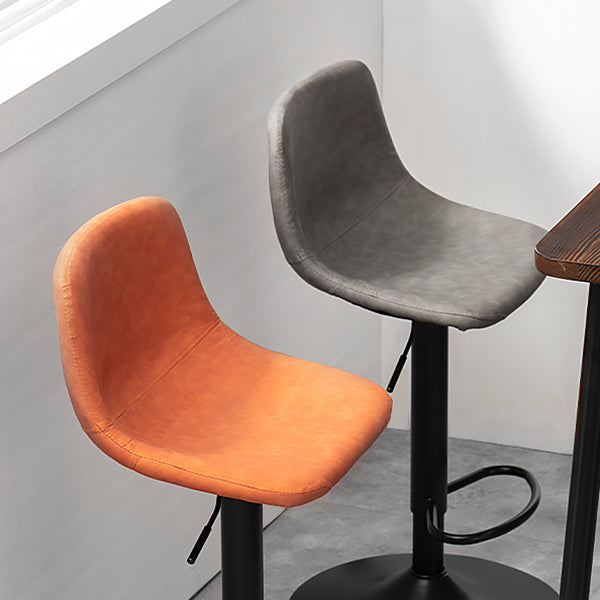 Scandinavische metalen barkrukkenleer Leer Low Back Teller Stool