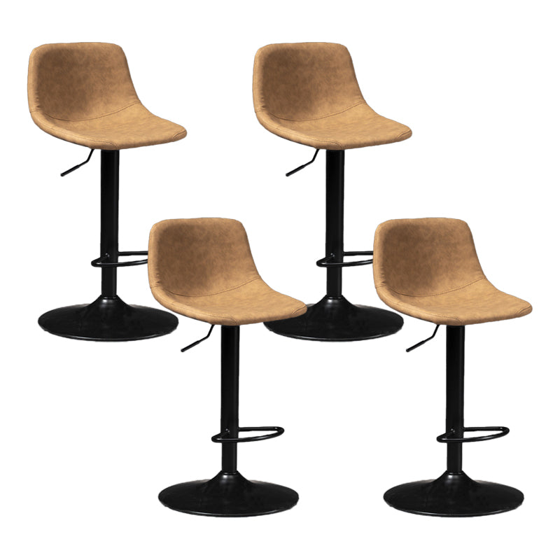 Scandinavische metalen barkrukkenleer Leer Low Back Teller Stool