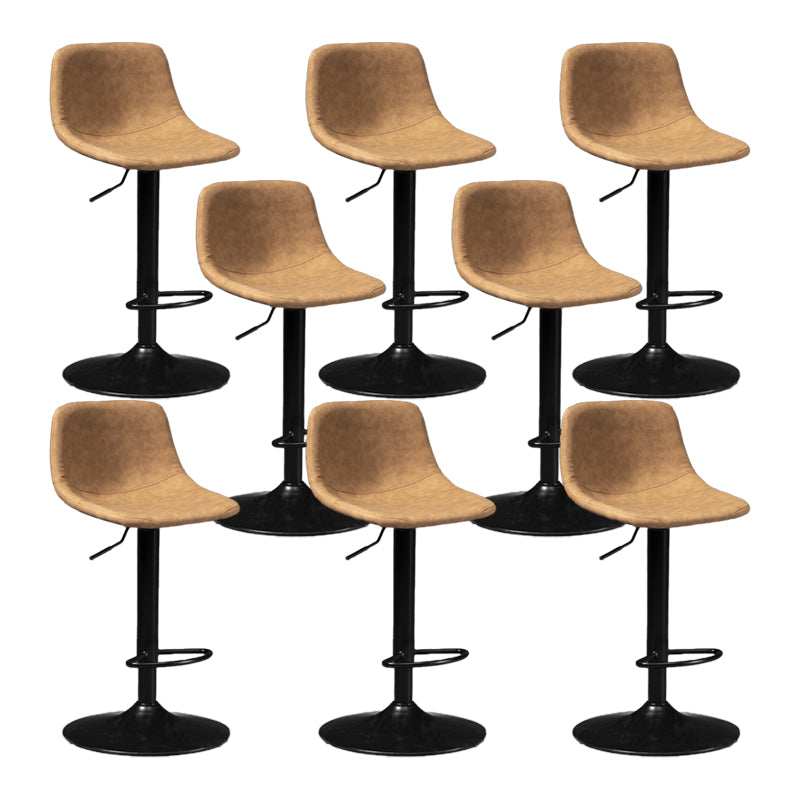 Scandinavische metalen barkrukkenleer Leer Low Back Teller Stool