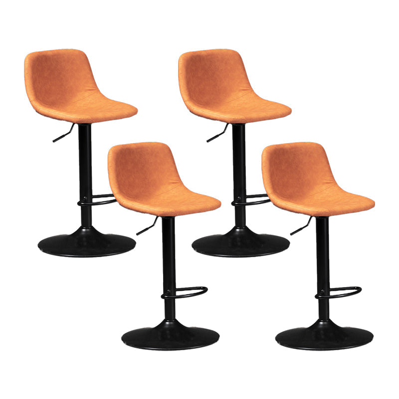 Scandinavische metalen barkrukkenleer Leer Low Back Teller Stool