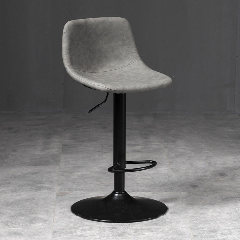 Scandinavische metalen barkrukkenleer Leer Low Back Teller Stool