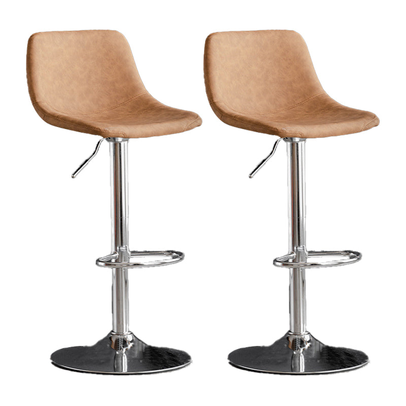 Scandinavische metalen barkrukkenleer Leer Low Back Teller Stool