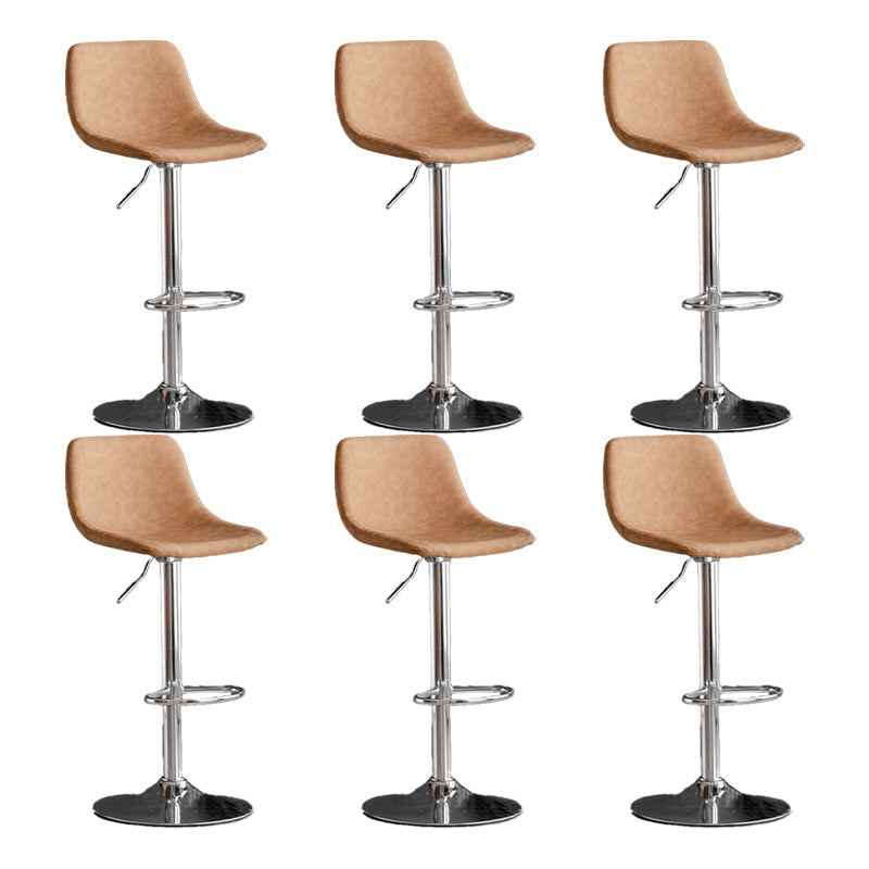 Scandinavische metalen barkrukkenleer Leer Low Back Teller Stool