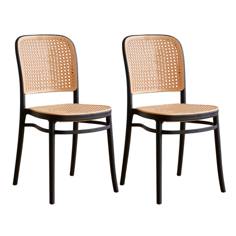 Scandinavian Stackable Bar Stool Plastic Armless Bar Stool for Living Room Black 2 Piece Set Short Stool(18"H) Clearhalo 'Bar Furniture' 'Bar Stools' 'bar_stools' 'furn' 'furn_bar_stools' 'Furniture' 'Kitchen & Dining Furniture' 6022166