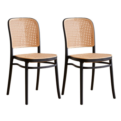 Scandinavian Stackable Bar Stool Plastic Armless Bar Stool for Living Room Black 2 Piece Set Short Stool(18"H) Clearhalo 'Bar Furniture' 'Bar Stools' 'bar_stools' 'furn' 'furn_bar_stools' 'Furniture' 'Kitchen & Dining Furniture' 6022166