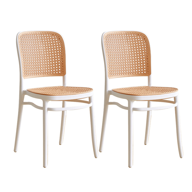 Scandinavian Stackable Bar Stool Plastic Armless Bar Stool for Living Room White 2 Piece Set Short Stool(18"H) Clearhalo 'Bar Furniture' 'Bar Stools' 'bar_stools' 'furn' 'furn_bar_stools' 'Furniture' 'Kitchen & Dining Furniture' 6022175