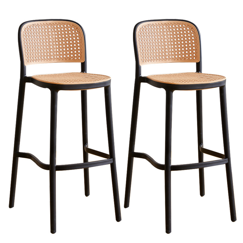 Scandinavian Stackable Bar Stool Plastic Armless Bar Stool for Living Room Black 2 Piece Set Clearhalo 'Bar Furniture' 'Bar Stools' 'bar_stools' 'furn' 'furn_bar_stools' 'Furniture' 'Kitchen & Dining Furniture' 6022184