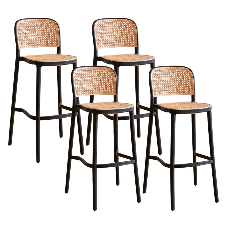 Scandinavian Stackable Bar Stool Plastic Armless Bar Stool for Living Room Black 4 Piece Set Clearhalo 'Bar Furniture' 'Bar Stools' 'bar_stools' 'furn' 'furn_bar_stools' 'Furniture' 'Kitchen & Dining Furniture' 6022186