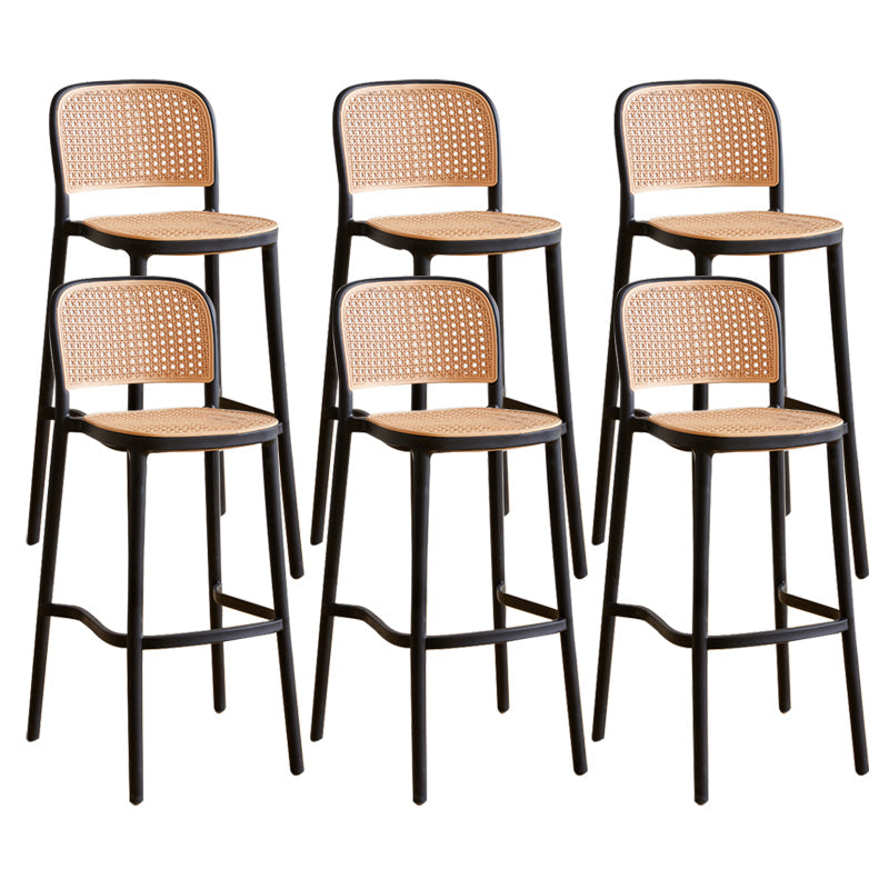 Scandinavian Stackable Bar Stool Plastic Armless Bar Stool for Living Room Black 6 Piece Set Clearhalo 'Bar Furniture' 'Bar Stools' 'bar_stools' 'furn' 'furn_bar_stools' 'Furniture' 'Kitchen & Dining Furniture' 6022188