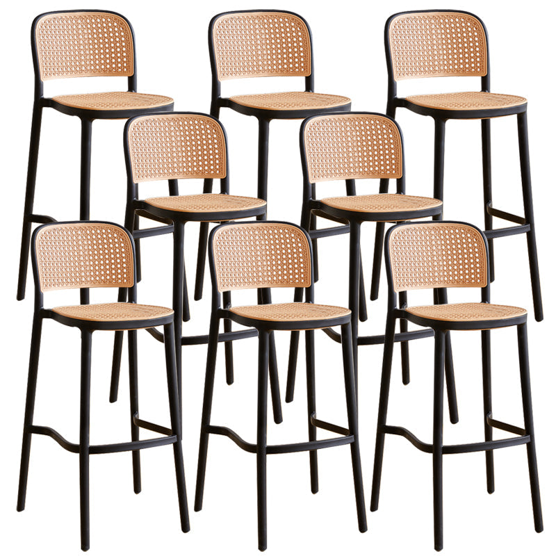 Scandinavian Stackable Bar Stool Plastic Armless Bar Stool for Living Room Black 8 Piece Set Clearhalo 'Bar Furniture' 'Bar Stools' 'bar_stools' 'furn' 'furn_bar_stools' 'Furniture' 'Kitchen & Dining Furniture' 6022190
