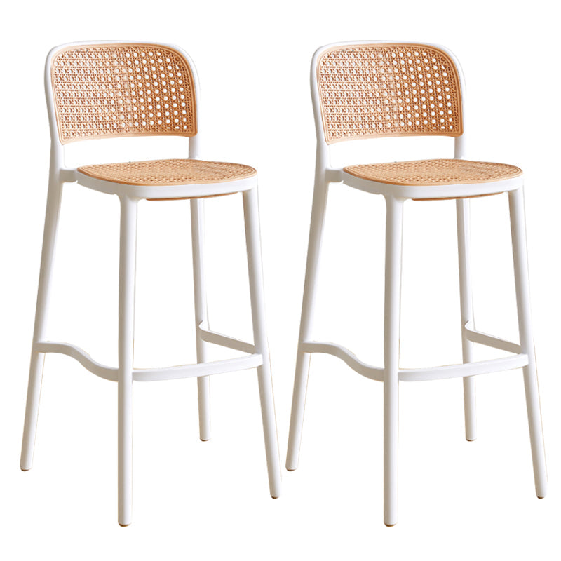 Scandinavian Stackable Bar Stool Plastic Armless Bar Stool for Living Room White 2 Piece Set Clearhalo 'Bar Furniture' 'Bar Stools' 'bar_stools' 'furn' 'furn_bar_stools' 'Furniture' 'Kitchen & Dining Furniture' 6022192