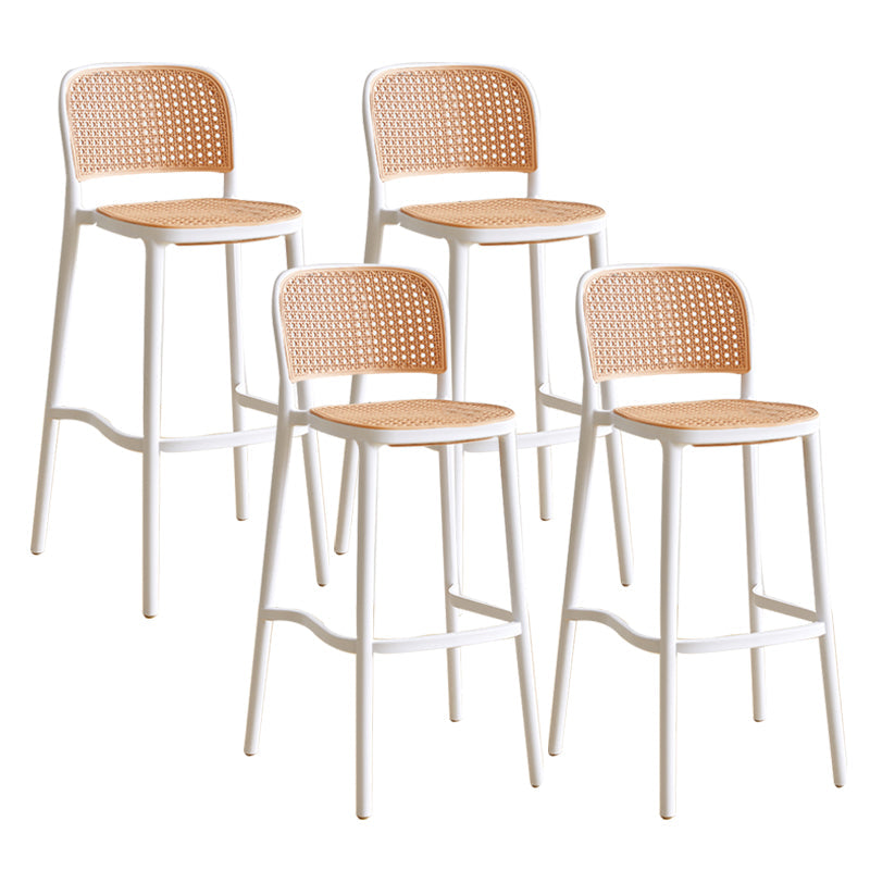 Scandinavian Stackable Bar Stool Plastic Armless Bar Stool for Living Room White 4 Piece Set Clearhalo 'Bar Furniture' 'Bar Stools' 'bar_stools' 'furn' 'furn_bar_stools' 'Furniture' 'Kitchen & Dining Furniture' 6022193