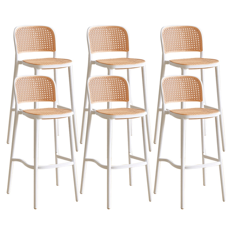 Scandinavian Stackable Bar Stool Plastic Armless Bar Stool for Living Room White 6 Piece Set Clearhalo 'Bar Furniture' 'Bar Stools' 'bar_stools' 'furn' 'furn_bar_stools' 'Furniture' 'Kitchen & Dining Furniture' 6022194