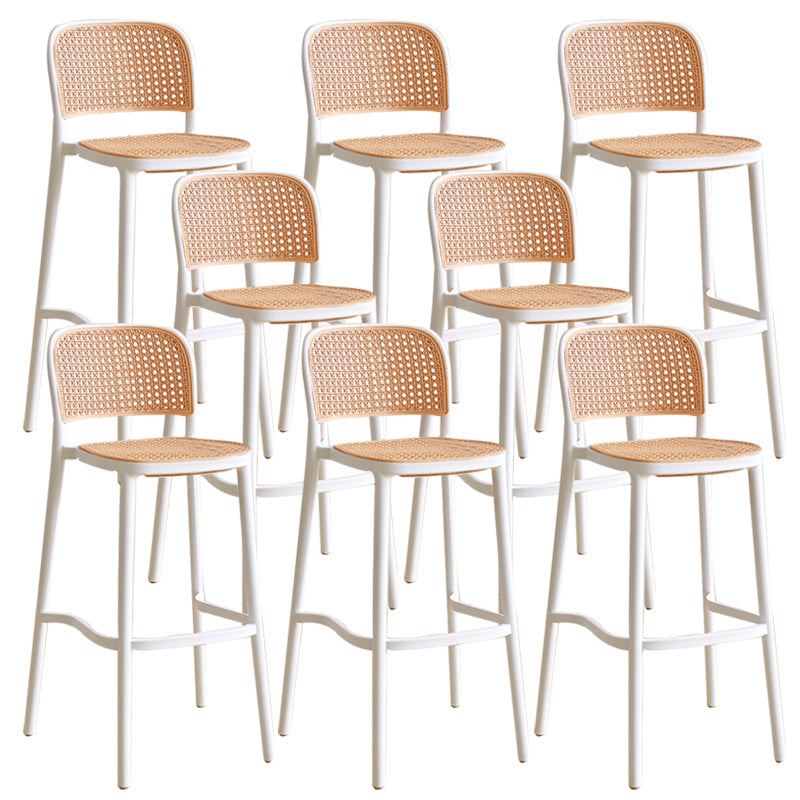 Scandinavian Stackable Bar Stool Plastic Armless Bar Stool for Living Room White 8 Piece Set Clearhalo 'Bar Furniture' 'Bar Stools' 'bar_stools' 'furn' 'furn_bar_stools' 'Furniture' 'Kitchen & Dining Furniture' 6022195