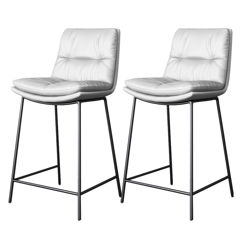 Scandinavian Metal Barstool Faux Leather Counter Stool With Iron 4 Legs