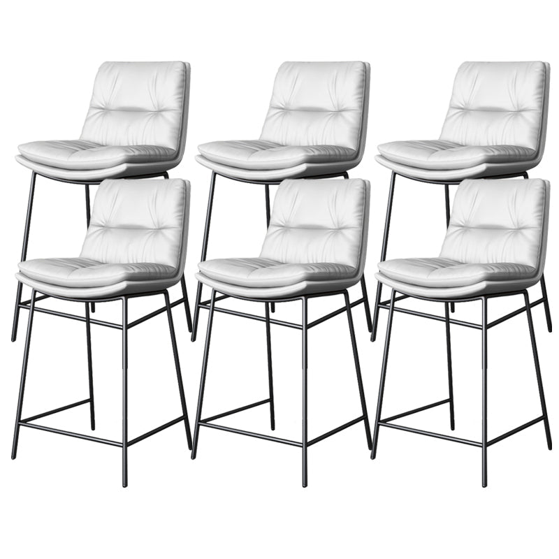 Scandinavian Metal Barstool Faux Leather Counter Stool With Iron 4 Legs