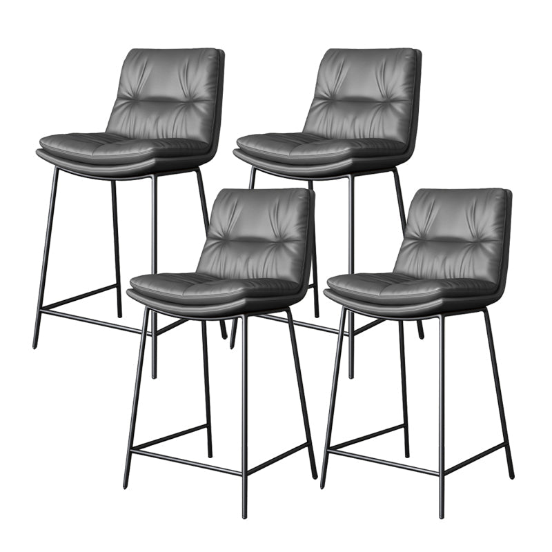 Scandinavian Metal Barstool Faux Leather Counter Stool With Iron 4 Legs