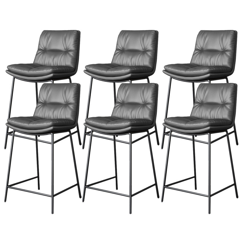 Scandinavian Metal Barstool Faux Leather Counter Stool With Iron 4 Legs