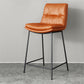 Scandinavian Metal Barstool Faux Leather Counter Stool With Iron 4 Legs