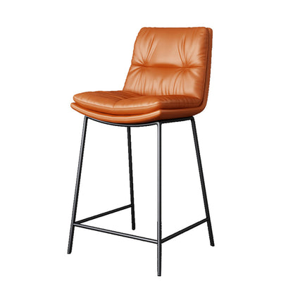 Scandinavian Metal Barstool Faux Leather Counter Stool With Iron 4 Legs