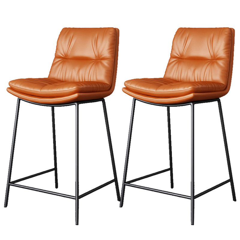 Scandinavian Metal Barstool Faux Leather Counter Stool With Iron 4 Legs