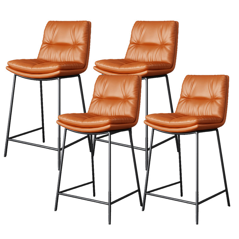 Scandinavian Metal Barstool Faux Leather Counter Stool With Iron 4 Legs