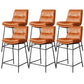 Scandinavian Metal Barstool Faux Leather Counter Stool With Iron 4 Legs