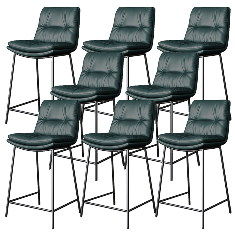 Scandinavian Metal Barstool Faux Leather Counter Stool With Iron 4 Legs