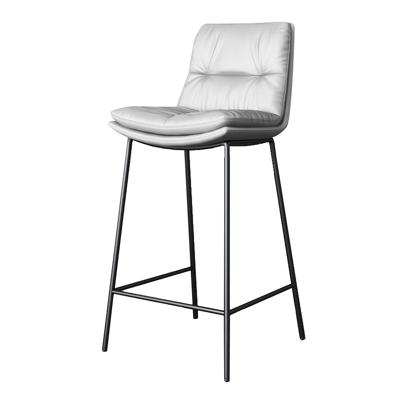 Scandinavian Metal Barstool Faux Leather Counter Stool With Iron 4 Legs