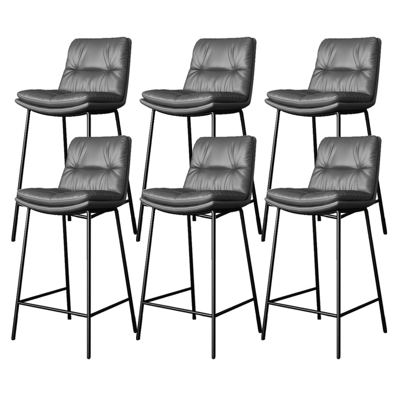 Scandinavian Metal Barstool Faux Leather Counter Stool With Iron 4 Legs