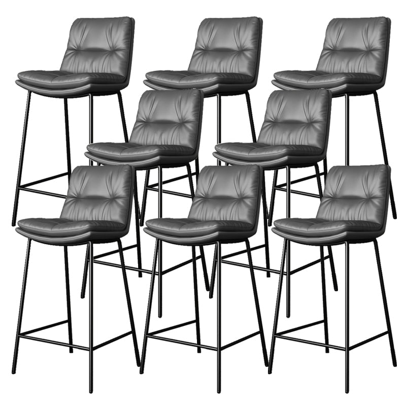 Scandinavian Metal Barstool Faux Leather Counter Stool With Iron 4 Legs