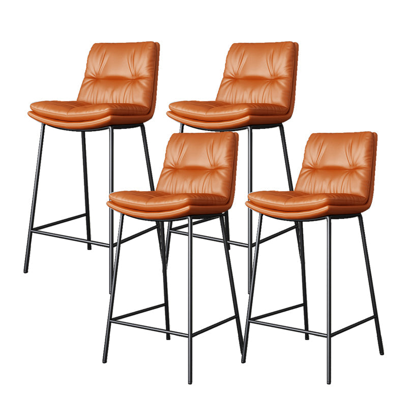 Scandinavian Metal Barstool Faux Leather Counter Stool With Iron 4 Legs