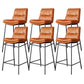Scandinavian Metal Barstool Faux Leather Counter Stool With Iron 4 Legs