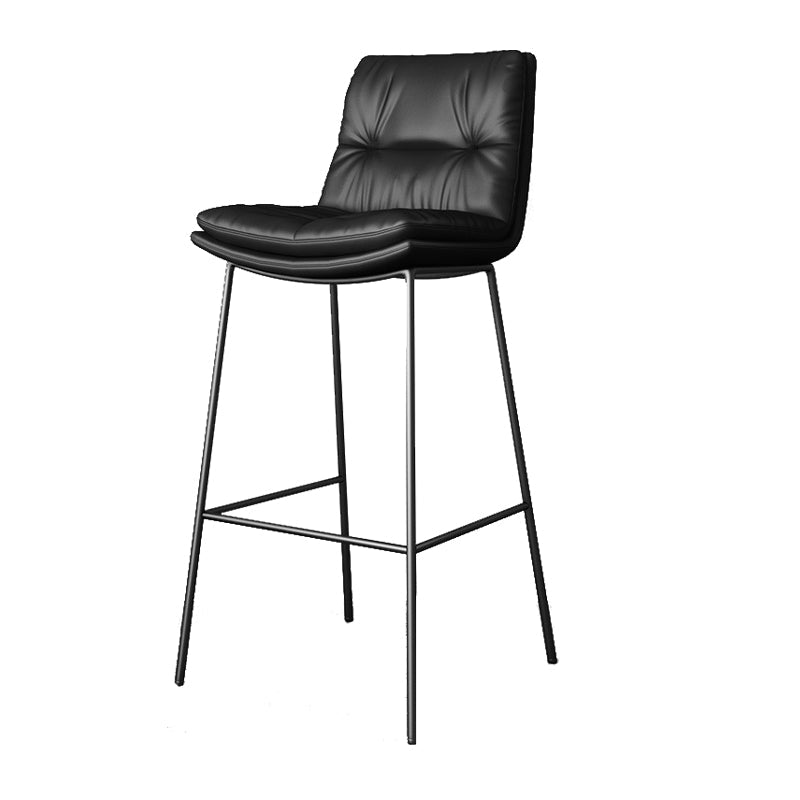 Scandinavian Metal Barstool Faux Leather Counter Stool With Iron 4 Legs
