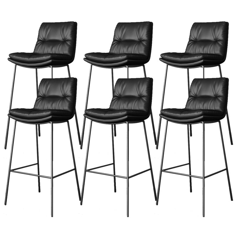 Scandinavian Metal Barstool Faux Leather Counter Stool With Iron 4 Legs