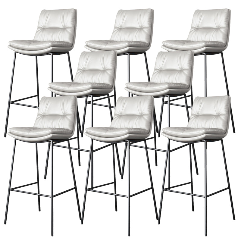 Scandinavian Metal Barstool Faux Leather Counter Stool With Iron 4 Legs