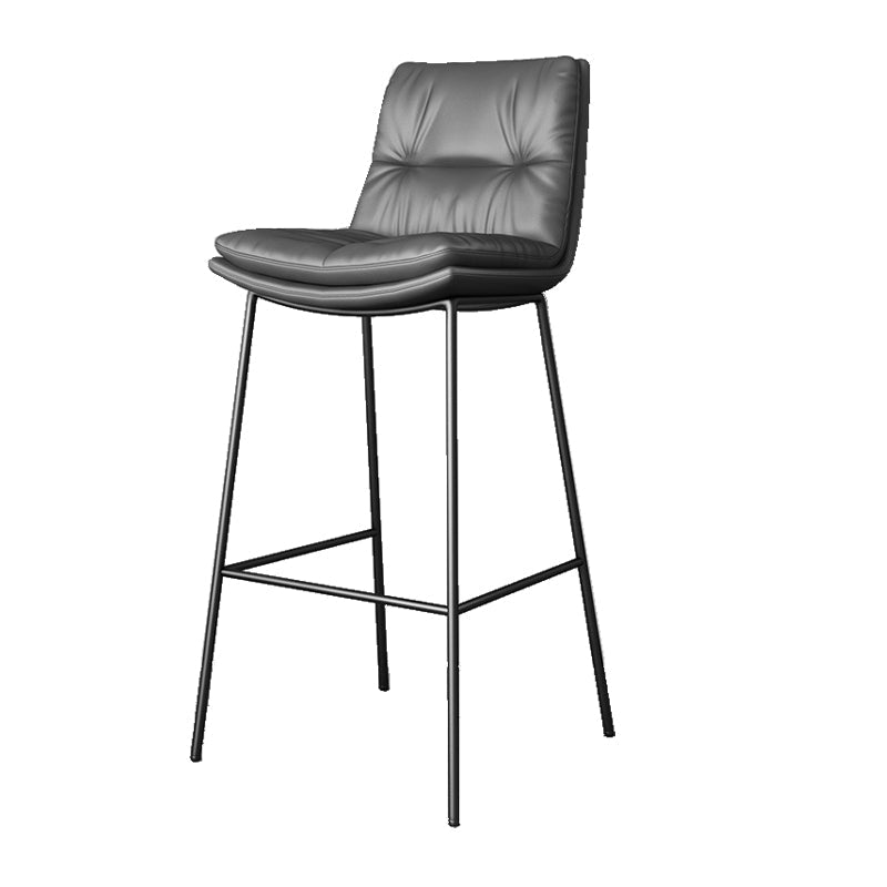 Scandinavian Metal Barstool Faux Leather Counter Stool With Iron 4 Legs